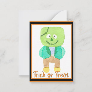 Carte De Correspondance Enfants mignons Halloween Frankenstein Trick or Tr