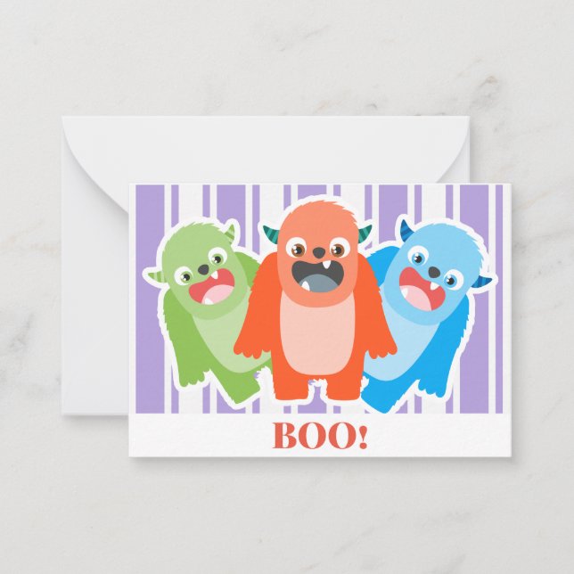 Carte De Correspondance Enfants Monstres Mignons Halloween (Devant)