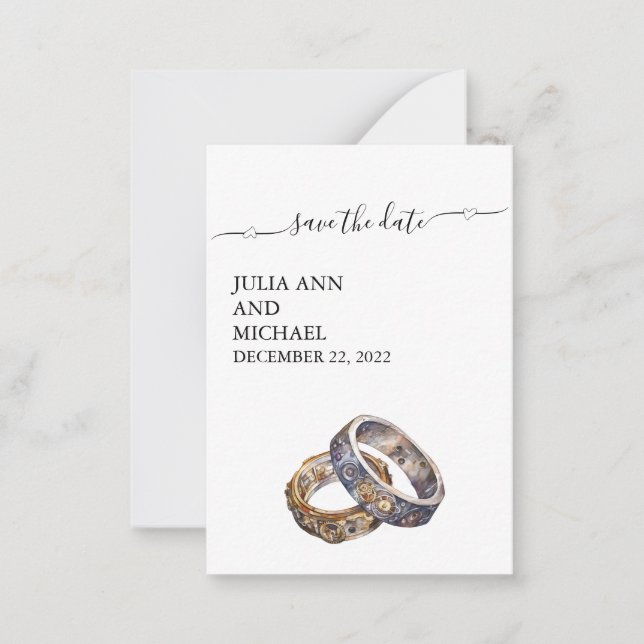 Carte De Correspondance Enregistrer les anneaux Date SteamPunk (Devant)