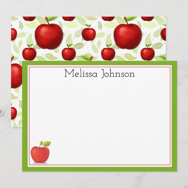 Carte De Correspondance Enseignant Apple Cute Fun School Personnalisé (Devant / Derrière)