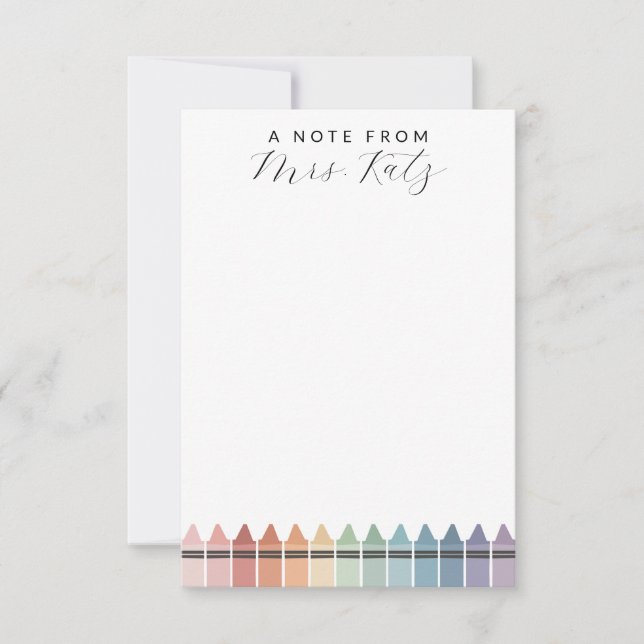 Carte De Correspondance Enseignant Rainbow Crayon (Devant)