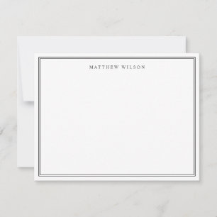 Carte De Correspondance Entreprise Classique Double Bordure Mens Nom Noir