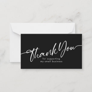 Carte De Correspondance Entreprise Noire de Petite Taille Merci de Souteni