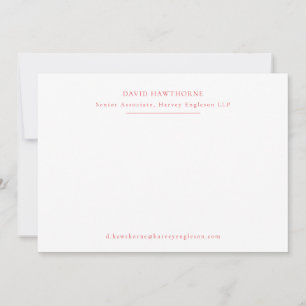 Carte De Correspondance Entreprise professionnelle Simple Rose Nota rouge