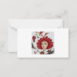 Carte De Correspondance Enveloppe cadeau Dame Rose Rouge Persane Élégant