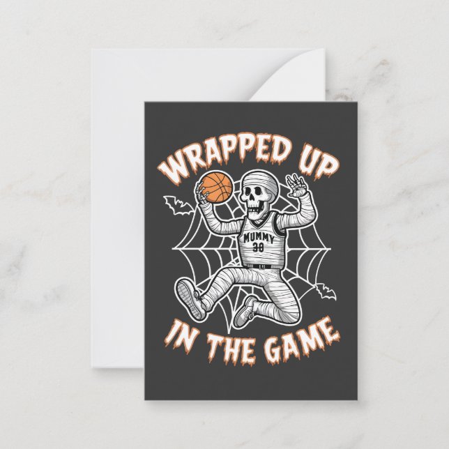 Carte De Correspondance Enveloppé dans le jeu basketball Halloween (Devant)