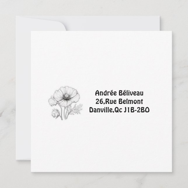 Carte De Correspondance Étiquette personnalisable fleur de pavot (Devant)