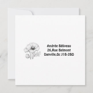 Carte De Correspondance Étiquette personnalisable fleur de pavot