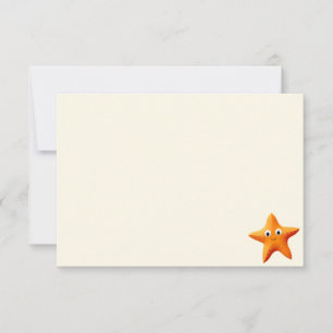 Carte De Correspondance Étoile de mer de dessin animé mignonne bleu océan 