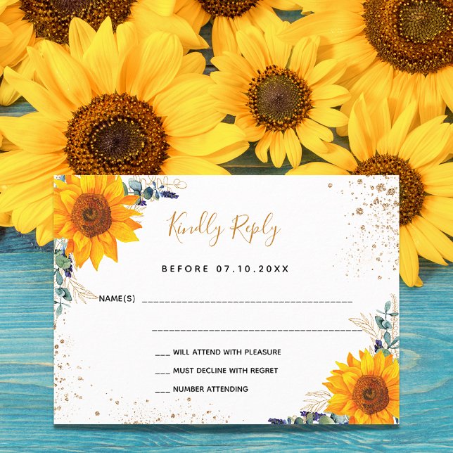 Carte De Correspondance Eucalyptus tournesol parties scintillant mariage c (Créateur téléchargé)