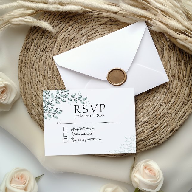 Carte De Correspondance Eucalyptus Verdure Boho Elegant RSVP (Créateur téléchargé)