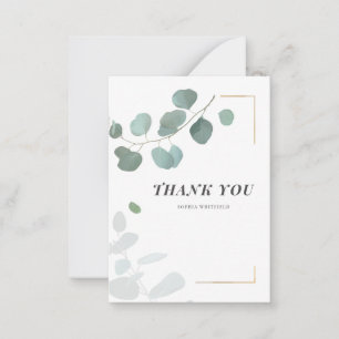 Carte De Correspondance Eucalyptus Verdure Merci de cadre Or Succulent