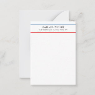 Carte De Correspondance Exclusif Personnel Moderne Bleu Rouge Blanc