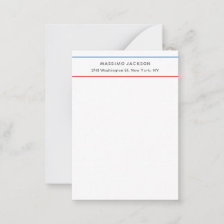 Carte De Correspondance Exclusif Personnel Moderne Bleu Rouge Blanc