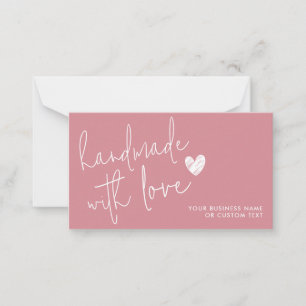 Carte De Correspondance Fabriqué à la main avec l'amour Dusty rose Coeur s