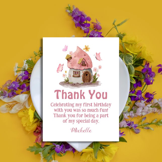 Carte De Correspondance fairhouse merci fille anniversaire rose (Créateur téléchargé)