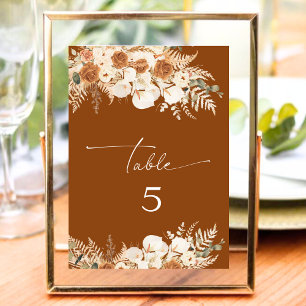 Carte De Correspondance Fall Boho Terracotta Floral Mariage Numéro de tabl