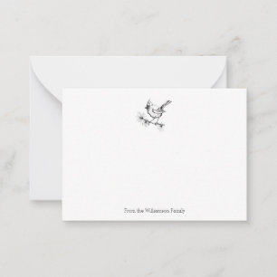 Carte De Correspondance Famille d'oiseaux cardinaux d'hiver noir et blanc