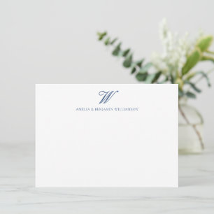 Carte De Correspondance Famille Élégante Monogramme Minimaliste Mariage Bl