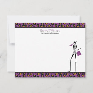 Carte De Correspondance Fashion Icon Custom Flat Note Cards (violet)