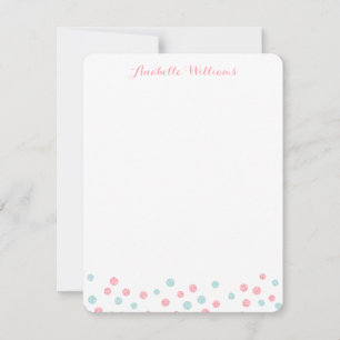 Carte De Correspondance Faux Mint et Parties scintillant rose Confetti Car