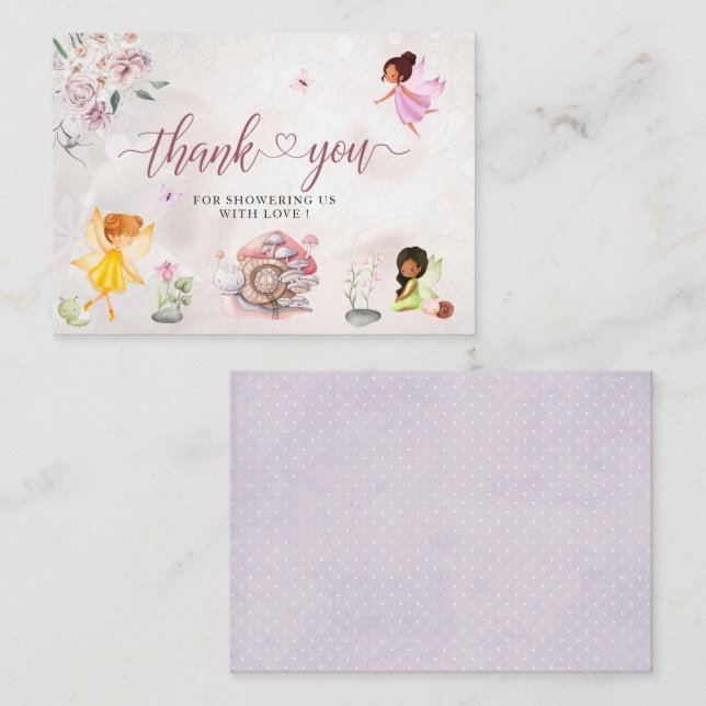 Carte De Correspondance Fée magique Florale Princesse merci (Devant / Derrière)