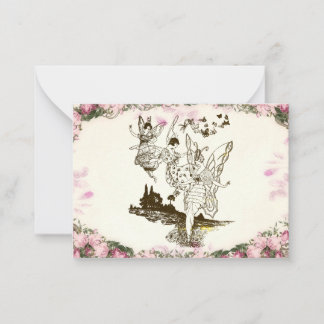 Carte De Correspondance Fées Danser Fleurs Vintages