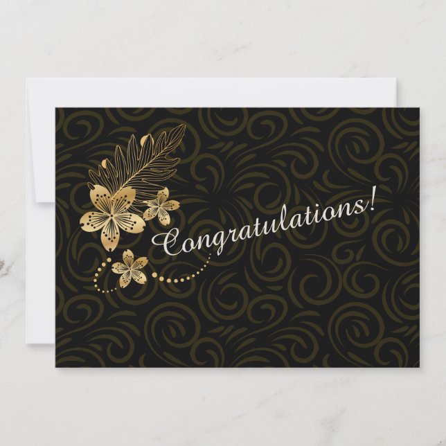 Carte De Correspondance Félicitations mariage ou anniversaire Gold Flower (Devant)