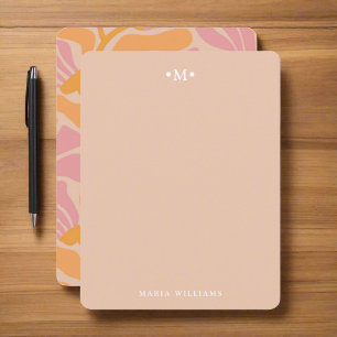 Carte De Correspondance Feminine Motif propre Fleurs Abstraites Monogramme