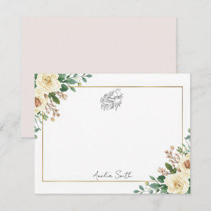 Carte De Correspondance Femme personnalisée au grand piano floral artistiq
