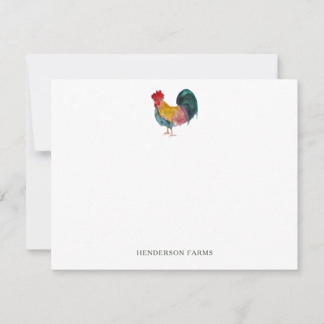 Carte De Correspondance Ferme à coq à l'aquarelle Cute (Devant)