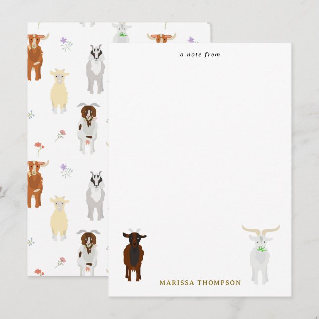 Carte De Correspondance Ferme d'animaux de chèvres mignons (Devant / Derrière)