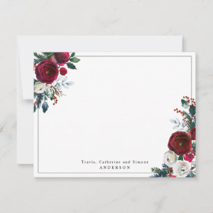 Carte De Correspondance Fête de Noël Florale de la Bourgogne moderne