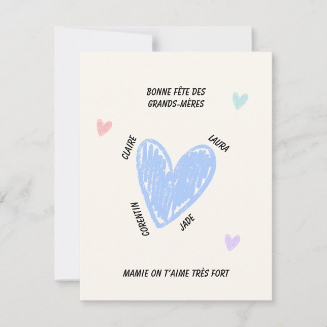 Carte De Correspondance Fête des grands-mères personnalisée avec les noms  (Devant)