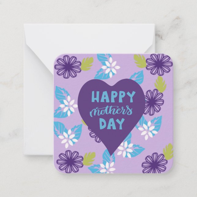 Carte De Correspondance Fête des mères florales pourpres : (Devant)