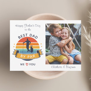 Carte De Correspondance Fête des pères Enfants Photo Best Papa Golf Lover