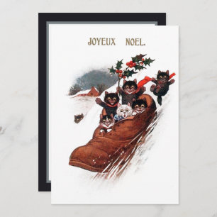Carte De Correspondance fête vintage chats de Noël ajouter un sentiment