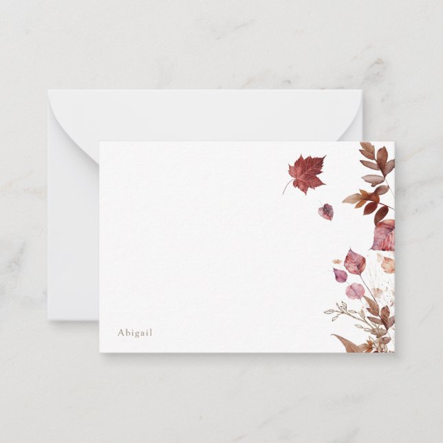 Carte De Correspondance Feuillage d'automne blanc personnalisé (Devant)