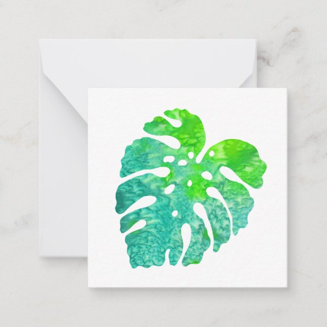 Carte De Correspondance Feuille Monstera Vert Turquoise (Devant)