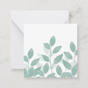 Carte De Correspondance Feuilles d'aquarelle verte Celadon