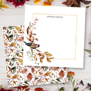 Carte De Correspondance Feuilles d'automne rustiques chaudes et oiseaux