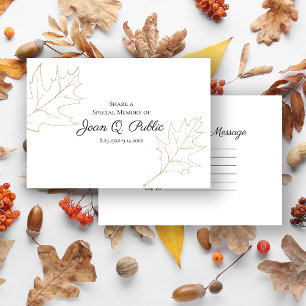 Carte De Correspondance Feuilles de chêne d'automne partagent des funérail