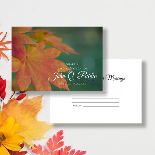 Carte De Correspondance Feuilles de couleur automne partager un enterremen