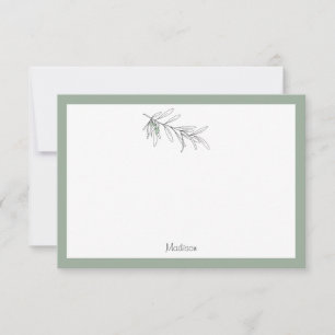 Carte De Correspondance Feuilles d'olive vert dessinés à la main