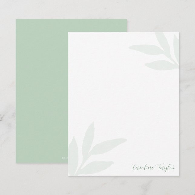 Carte De Correspondance Feuilles verdoyants défraîchis Simple Feminine (Devant / Derrière)