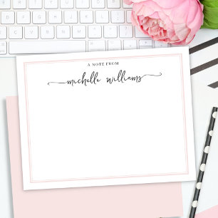 Carte De Correspondance Fille Blush Bordure Stylish Script de calligraphie