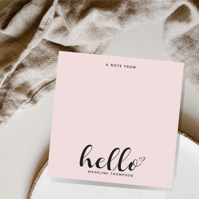 Carte De Correspondance Fille Script Calligraphie Coeur Blush Rose (Créateur téléchargé)