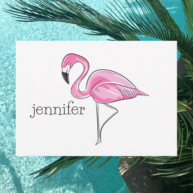 Carte De Correspondance Flamant rose rose Preppy Personnalisé (Créateur téléchargé)