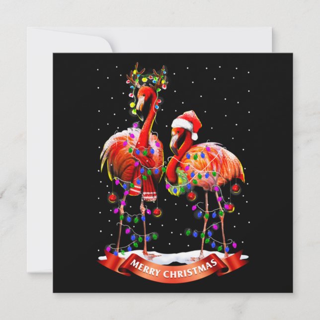 Carte De Correspondance Flamants roses de Noël Classique (Devant)