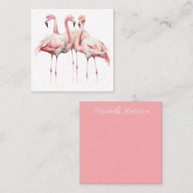 Carte De Correspondance Flamants roses rose tropicale personnalisés (Devant / Derrière)